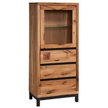 Massivmoebel24 Vitrine Wildeiche 65 x 40 x 148 cm Beige
