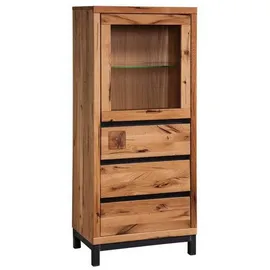 Massivmoebel24 Vitrine Wildeiche 65 x 40 x 148 cm Beige