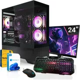 SYSTEMTREFF Gaming Komplett Set - Ryzen 5 7600X - Nvidia GeForce RTX 3050 8GB - 16GB DDR5 - 512GB M.2 NVMe + - 24 Zoll TFT - Desktop PC