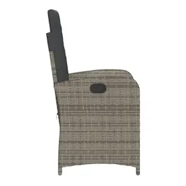 vidaXL Gartensessel mit Kissen 2 Stk. Verstellbar Grau Poly Rattan