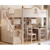 xl moebel gmbh Etagenbett mit Schreibtisch 90 x 200 cm Holz weiß
