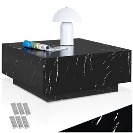 Tectake Couchtisch Schwarz Holz 80 x 35 x 80 cm