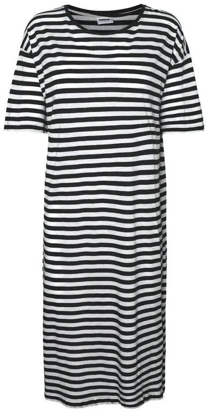 Noisy may Shirtkleid Kurzarm Kleid Regular Fit Sommer Dress Rundhals (lang) 5391 in weiß/schwarz schwarz|weiß S
