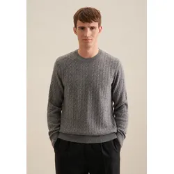 Strickpullover SEIDENSTICKER "Regular", Herren, Gr. XXL, grau, 55% Wolle, 25% Modal, 20% Polyamid, Zopfmuster, Rundhals, Langarm, Pullover, Langarm Rundhals Zopfmuster