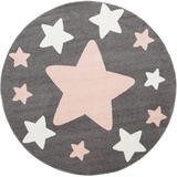 Paco Home Kinderteppich »Capri 330«, rund, Kurzflor, Motiv Sterne, Pastell-Farben, Kinderzimmer grau