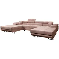 Luxusbetten24 Schlafsofa Designer Sofa Calvera U in Cord, mit Stauraum und Schlaffunktion rosa