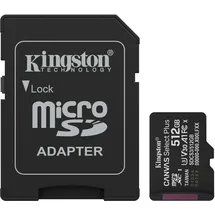 Kingston Canvas Select Plus - Flash-Speicherkarte - 512 GB MicroSDXC Speicherkarte, Schwarz