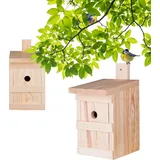 BigDean 2x Nistkasten für Meisen & Kleinvögel - Vogelhaus aus Massivholz - 27x17x17cm - Brutkasten handgemacht in Europa - Meisenkasten - Braun