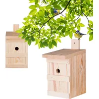 BigDean 2x Nistkasten für Meisen & Kleinvögel - Vogelhaus aus Massivholz - 27x17x17cm - Brutkasten handgemacht in Europa - Meisenkasten - Braun