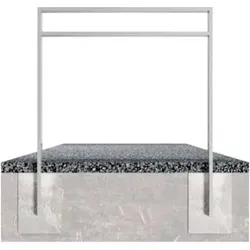 Schake Anlehnbügel aus Vierkantrohr 80x20mm, Breite: 750mm Gesamthöhe: 1200 mm + Querholm (kleiner Abstand) feuerverzinkt