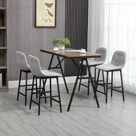 Homcom Bartisch mit Barhocker Set 5-Teilig Stahl Hellgrau 120 x 60 x 91 cm