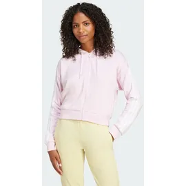 adidas Damen Essentials 3-Streifen French Terry Kapuzenjacke - Clear pink/white XS