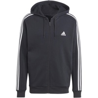 Adidas Herren Essentials Fleece 3-Stripes Full-Zip Hoodie, Black/White, 4XL