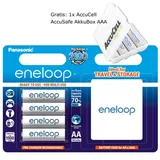 Panasonic AA Panasonic eneloop Standard Mignon BK-3MCCEC4BE 2000mAh 4 Stück inkl. eneloop Case und AccuCell AkkuSafe AA