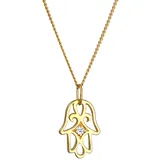 Elli DIAMONDS Halskette Damen Hamsa Motiv Filigran mit Diamant (0.03 ct.) aus 585 Gelbgold