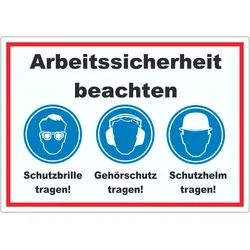 Arbeitssicherheit Augen Ohren Kopf Aufkleber A7 (74x105mm)