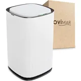 ovimar Sensor Badeimer Svaneke | Weiss | Sensor Mülleimer | Kosmetikeimer oval | Eimer mit Deckel | 10l (Liter) | auch als Windeleimer | stylischer Mülleimer fürs Bad oder die Küche als Abfalleimer