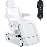 Barberpub Kosmetikliege Elektrisch Mit 3 Motoren & Rollen, Massageliege Klappbar & 18cm Höhenverstellbar, 180°drehbare Armlehnen, Tattoo Liege Für Spa Salon 0754 (weiß/kunstleder)