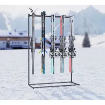 QLS Ski Ständer Freistehend für 10 Paar Skier Organizer Garage Keller Skiverleih