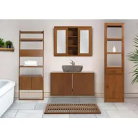 Mendler Teak-Waschbeckenunterschrank HWC-M86, Waschtisch, hochwertiges B-Grade-Teak (Kernholz, 20-30 Jahre),