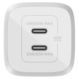 Belkin 65W Dual USB-C Ladegerät, Power Deliver, PPS, weiß + 2m USB-C/USB-C Kabel