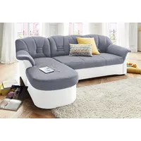 DOMO collection Ecksofa »Elva, zeitlose Formensprache, elegante Rückensteppung, L-Form«, wahlweise mit Bettfunktion und Federkern weiß