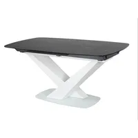 Esstisch Säulentisch 160-220x90cm graphit Marmor weiß ausziehbar 83795083