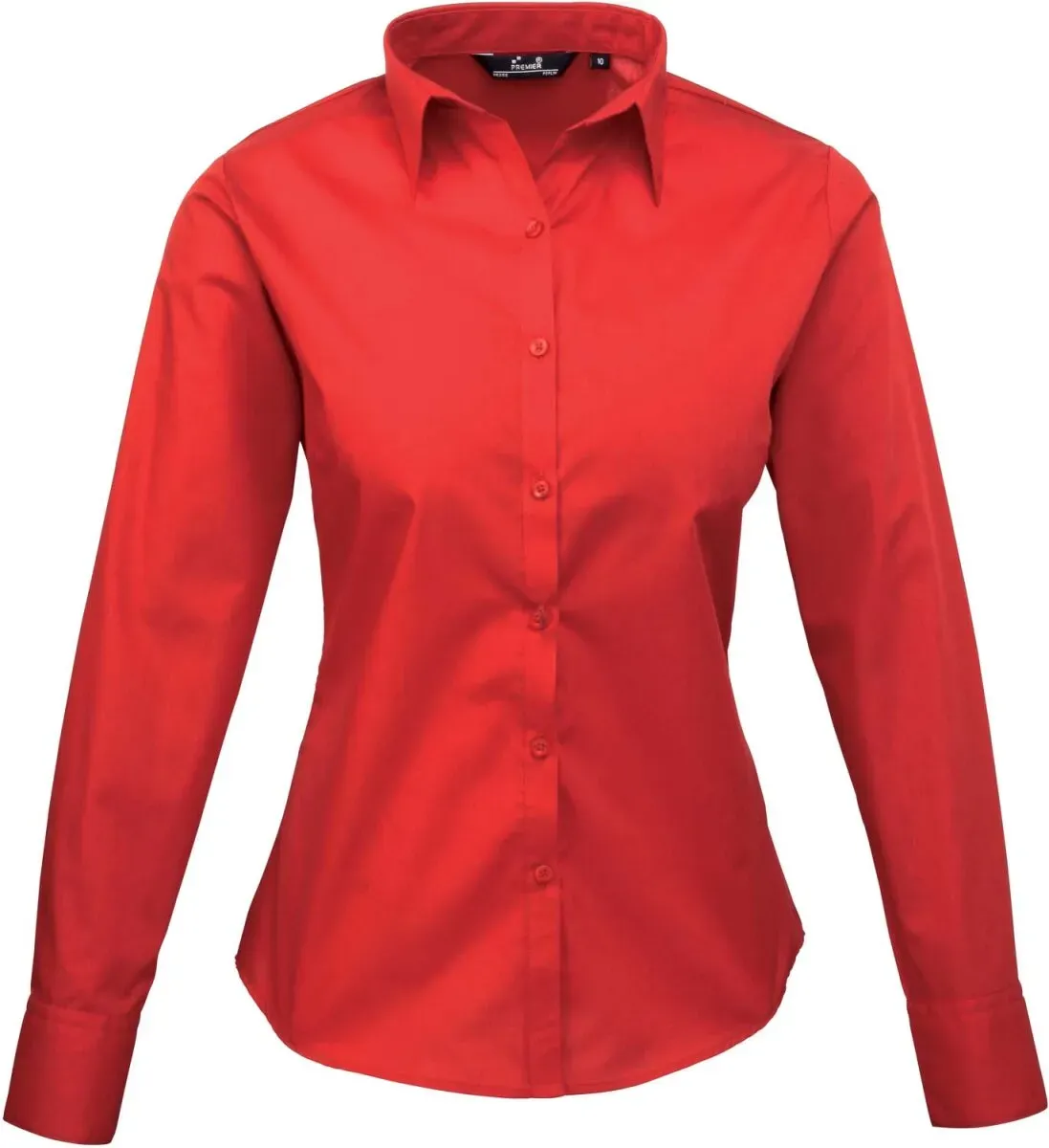 Premier Workwear Damen Popeline Bluse langarm PR300 red 50 (4XL/22)