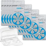120x Für Power One Implant Plus Hörgerätebatterien (20x 6er Blister) PR44 Blau + Aufbewahrungsbox für 2 Hörgerätebatterien