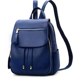 DIRRONA Rucksack Damen Beiläufig Diebstahlschutz Daypack Reise Wasserdicht Rucksack Schule Büro Geschäftsreise PU Leder Mittel Damen Rucksack Blau