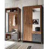 Lomadox - Garderoben-Set im Industrial-Design DALLAS-61 Dielenschrank & Kompaktgarderobe in Stirling Oak Nb. mit Matera Anthrazit b x h x t ca.: 209