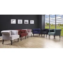 Sessel "Charlie", blau, B:86cm H:70cm T:74cm, Samtvelours (100% Polyester), ATLANTIC HOME COLLECTION, Sessel, Chesterfield Sessel Lounge-Sessel, Loungesessel mit Wellenunterfederung