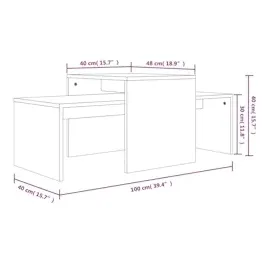 vidaXL Couchtisch-Set Grau Sonoma 100x48x40 cm Holzwerkstoff