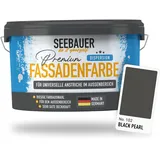 SEEBAUER diy Universal-Fassadenfarbe Schwarz 2,5L für Außen (No. 102 Black Pearl) Hoch deckende Fassadenfarbe mit Wetterschutz - Geeignet für Putz, Mauerwerk und Beton