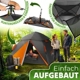 eloneo Wurfzelt 2-4 Personen Orange/Grau