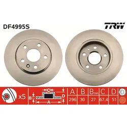 TRW DF4995S Bremsscheibe TRW SINGLE