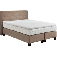 Westfalia Schlafkomfort Boxspringbett, beige (schwarz beige), B:155cm L:210cm, Bezug: