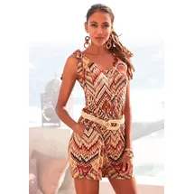 LASCANA Kurzoverall mit Ethnoprint und Taschen, sommerlicher Jumpsuit braun|bunt 42