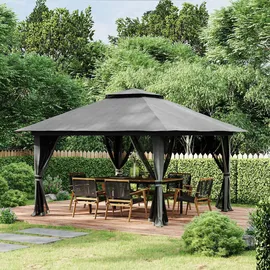 Outsunny Faltpavillon 3,92 x 2,83 m Grau