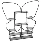 COSTWAY 6-stufiger Pflanzenständer aus Metall, schmetterlingsförmig, Blumenregal mit 4 Haken