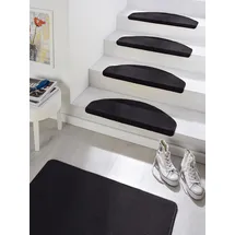 HANSE HOME Fancy – Treppen-Teppich Treppenmatten, Selbstklebend, Stufenteppich, Treppenstufen Schwarz, ca. 23x65cm 15 Stück,