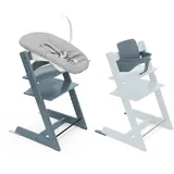 Stokke Tripp Trapp Hochstuhl, Fjord Blue (inklusive Stuhl & Baby Set2) mit Newborn Set - Sicheres, verstellbares, ergonomisches Design