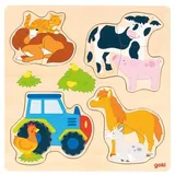 Gollnest & Kiesel GmbH & Co. KG Goki 57430 - Einlegepuzzle Bauernhoftiere, 12-teilig, Holz, 27x27cm