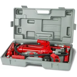 EBERTH hydraulischer Ausbeulsatz 4T mit V-Spreizer, Druckpresse, 7 Druckstücken, 3 Verlängerungen, Pumpe, Schlauch & Koffer