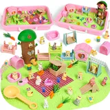 KNASON Kaninchen und Hamster Magic Toy Sand Set für Mädchen und Junge,Kinetischer Spielzeug Sand mit Sensorisch Spielsand und Sandkasten,Zaubersand Sandspielzeug Geschenk für Kinder ab 3 4 5 6 7 8