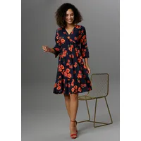 Aniston CASUAL Tunikakleid Blumen Schwarz/Rot/Grün 48