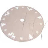 Dekoleidenschaft Christbaumdecke Winterwald in beige, Ø 120 cm, Weihnachtsbaumdecke rund, wasserabweisend, Baumdecke, Weihnachtsbaum Rock, Tannebaum Decke