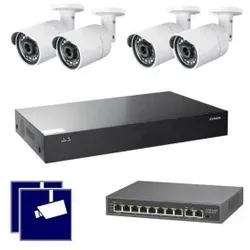 Indexa 26575 NVR Set Netzwerk-Videorecorder NVR408 4x IP-Kamera NWB6230F, NWS83 NWA43 SET NWA43SET