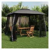 vidaXL Pavillon mit Doppeldach & Netzwänden Anthrazit 2,93x2,93m Stahl