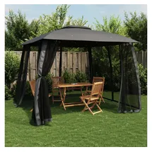 vidaXL Pavillon mit Doppeldach & Netzwänden Anthrazit 2,93x2,93m Stahl